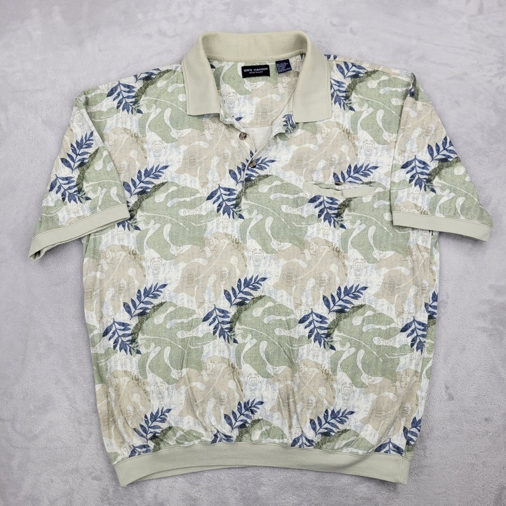 Safe Harbor Polo Shirt Mens XXL‎ Golf Band Loose Hawaiian Batik Luau Tiki Adult